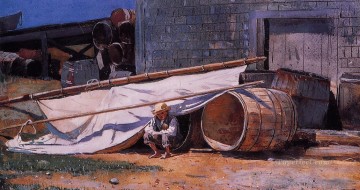 ウィンスロー・ホーマー Painting - ボートヤードの少年 別名樽を持つ少年 リアリズム画家ウィンスロー・ホーマー